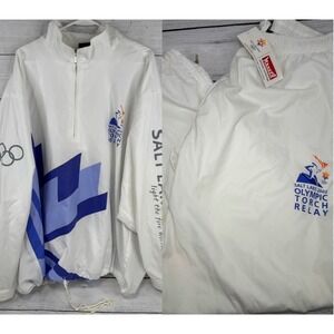 Salt Lake 2002 Olympic Torch Relay Jacket Pants Set White Blue 3XL